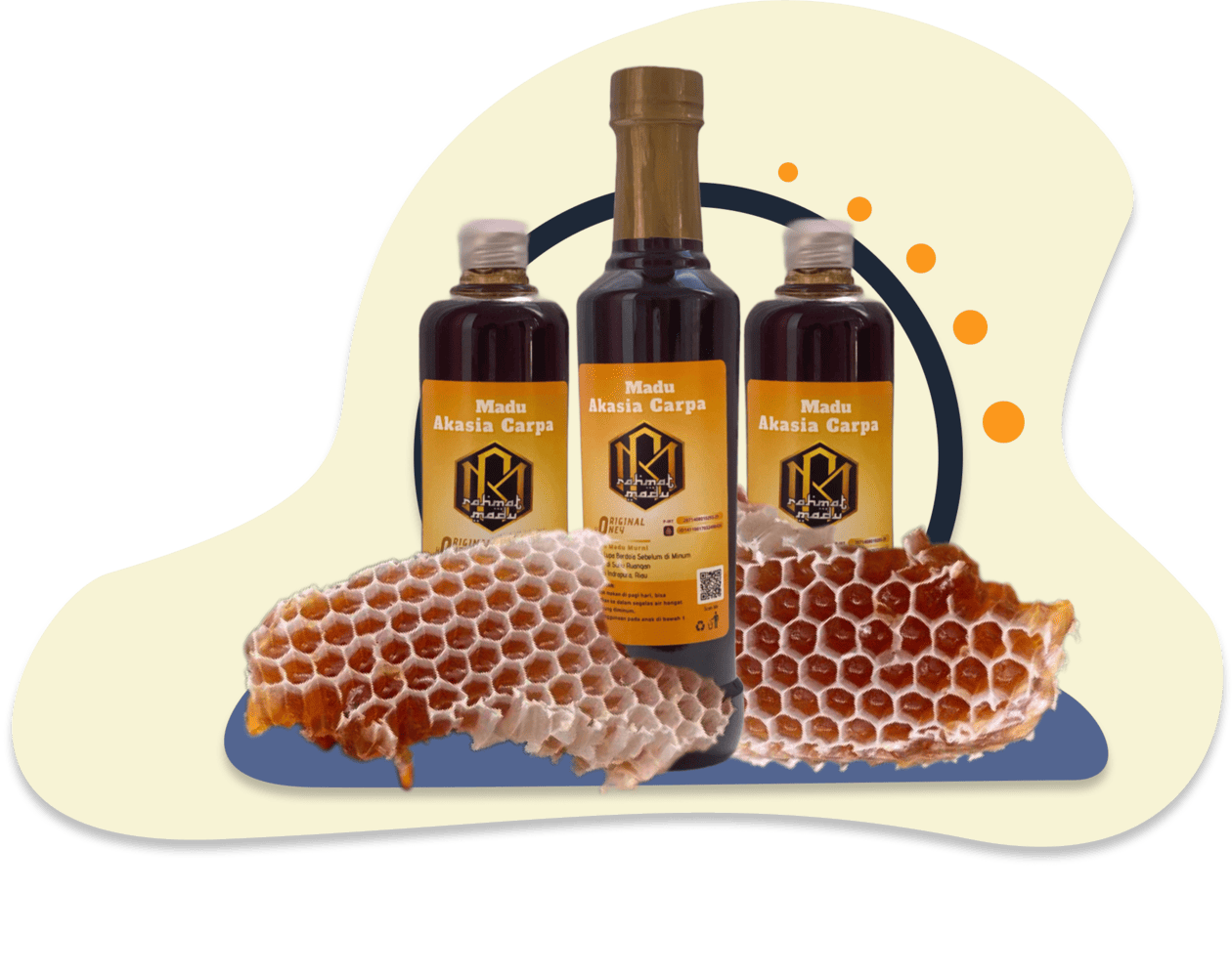 Pure honey jar with honeycomb